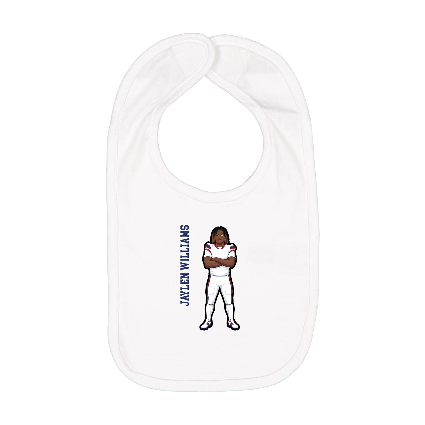 Infant Bib — Name Vertical in White