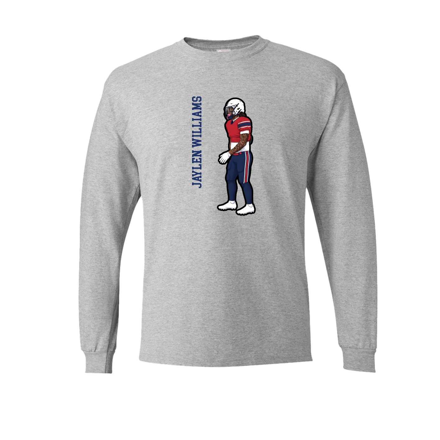 Long Sleeve Tee — Name Vertical in Grey