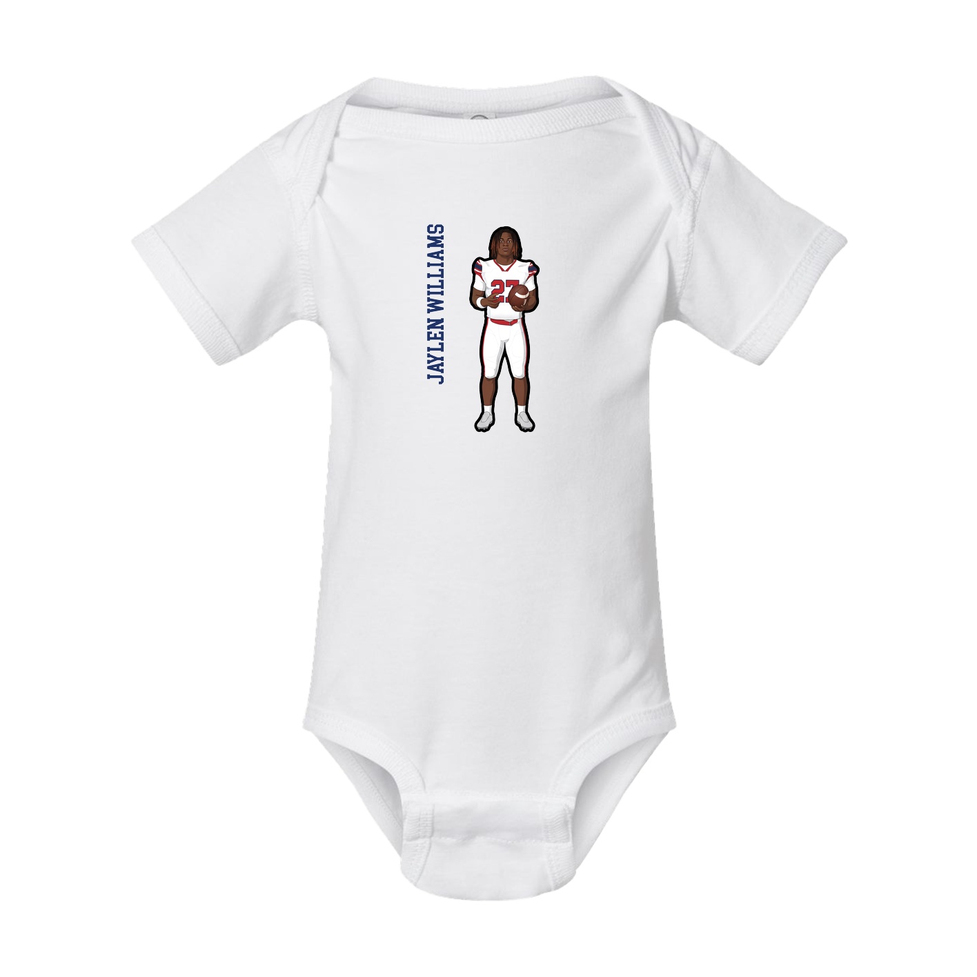 Baby Onesie — Name Vertical in White