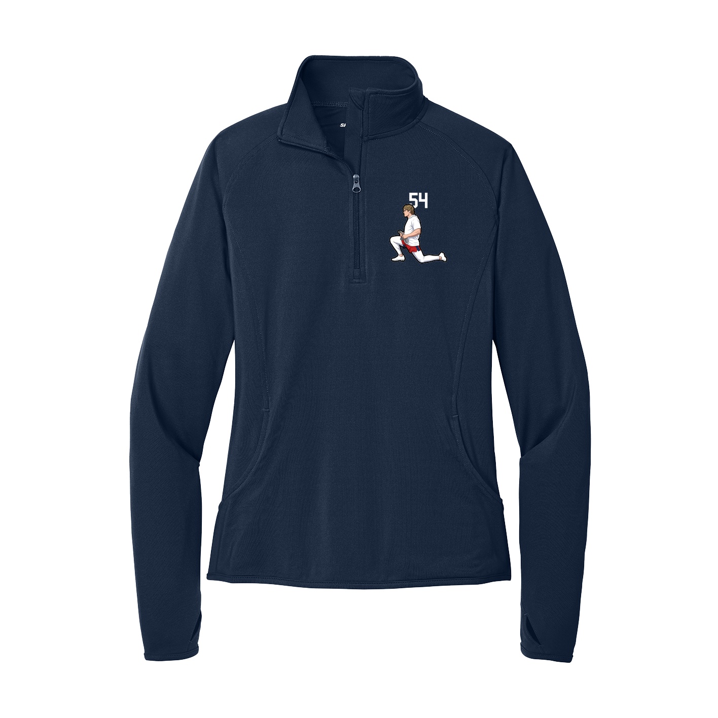 Women's Q-Zip Pullover — Number Top in Navy