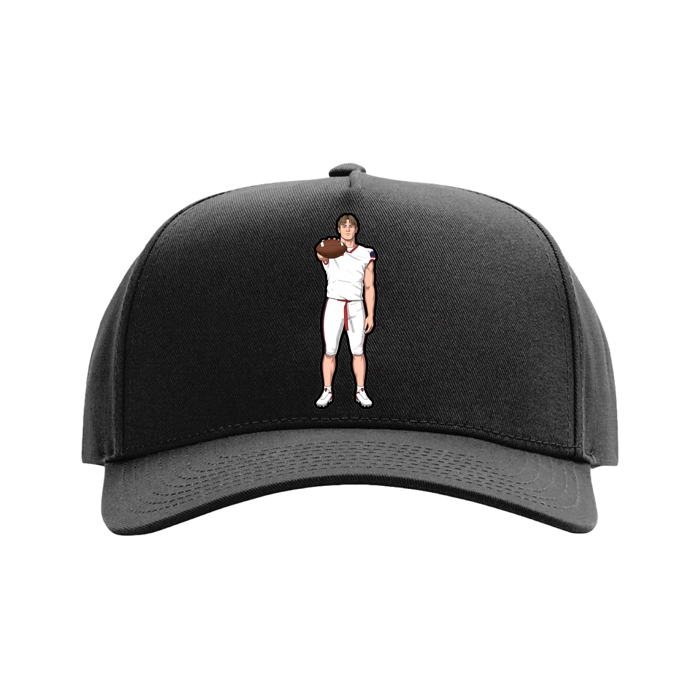 Full Fabric Five-Panel Champ Cap — Name Vertical in Black