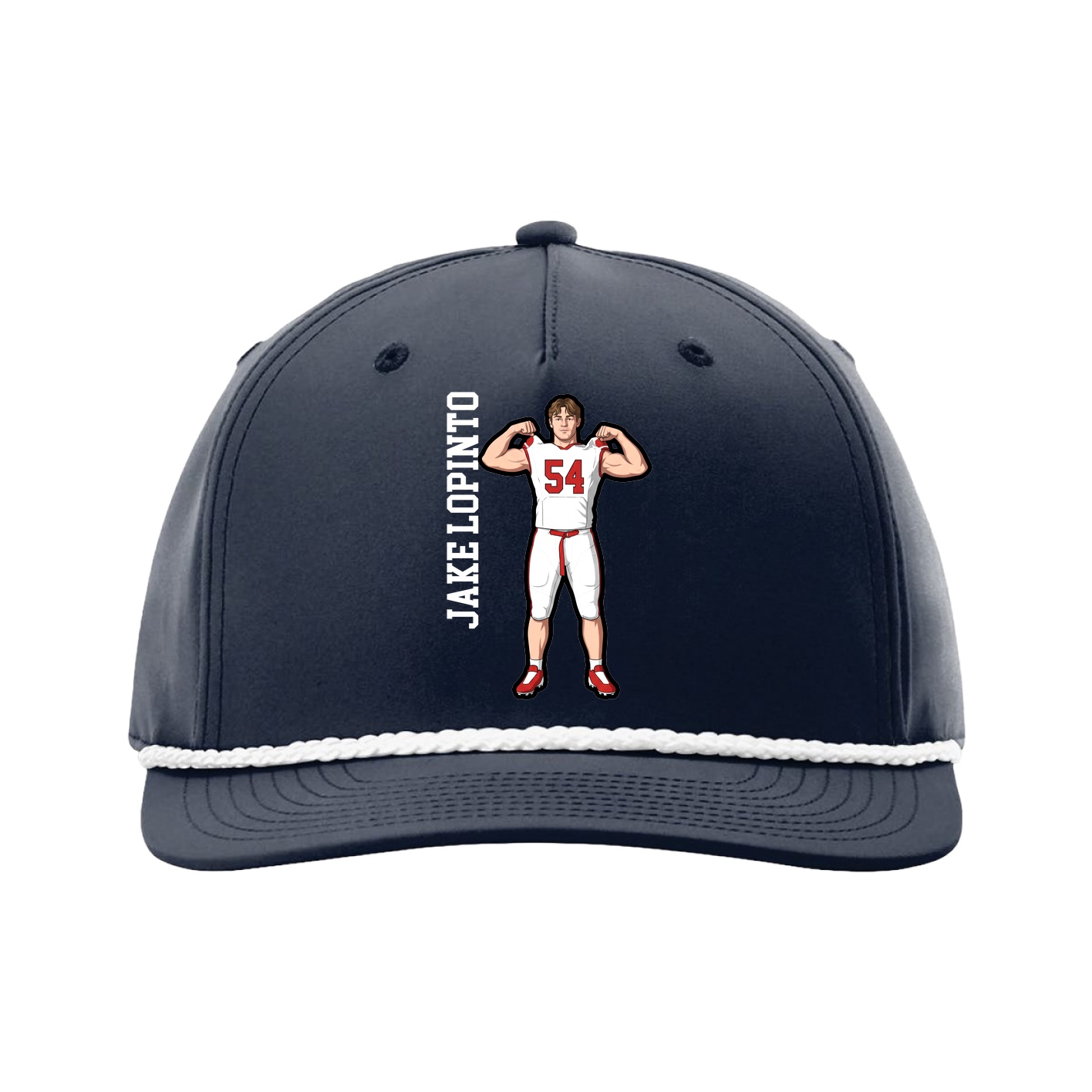 Five-Panel Classic Rope Cap — Name Vertical in Navy