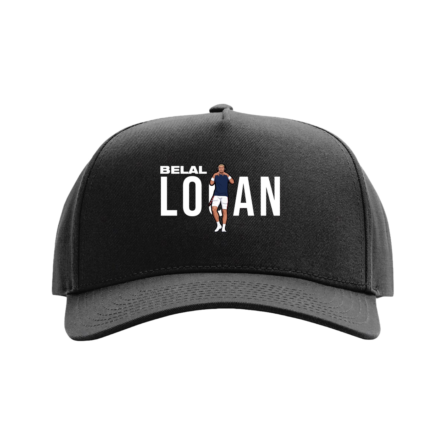 Full Fabric Five-Panel Champ Cap — Player Name in Black