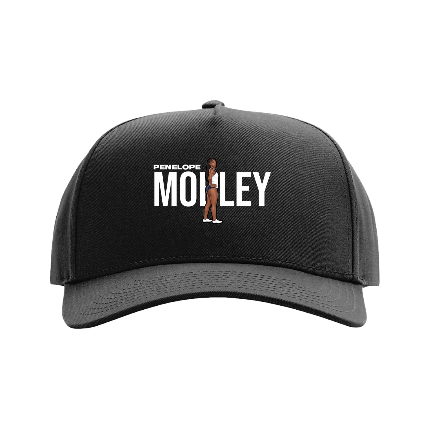 Full Fabric Five-Panel Champ Cap — Player Name in Black