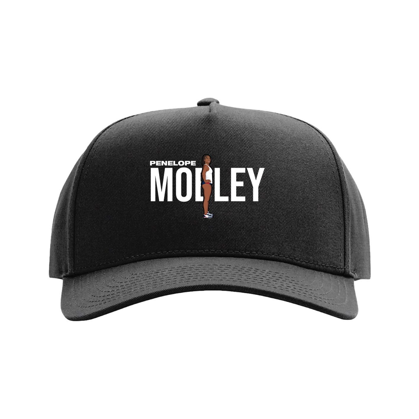 Full Fabric Five-Panel Champ Cap — Player Name in Black