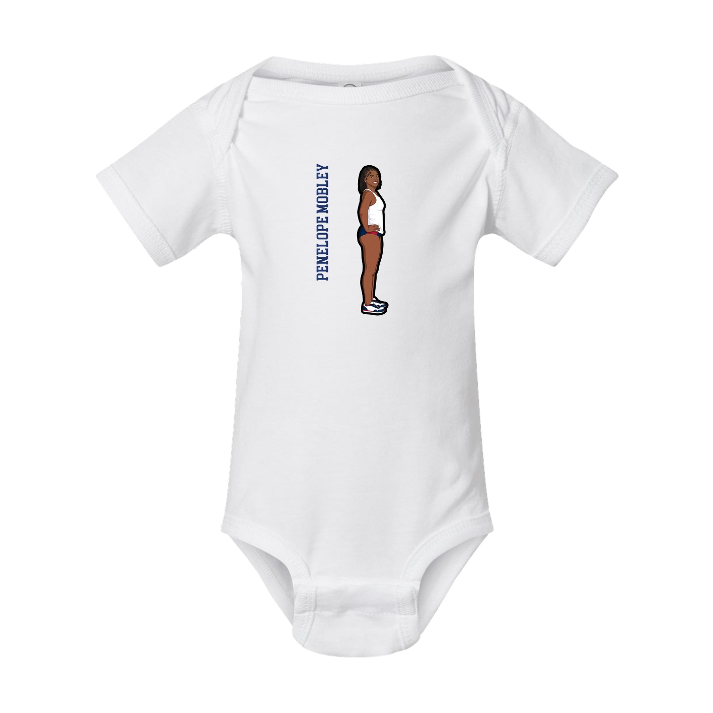 Baby Onesie — Name Vertical in White