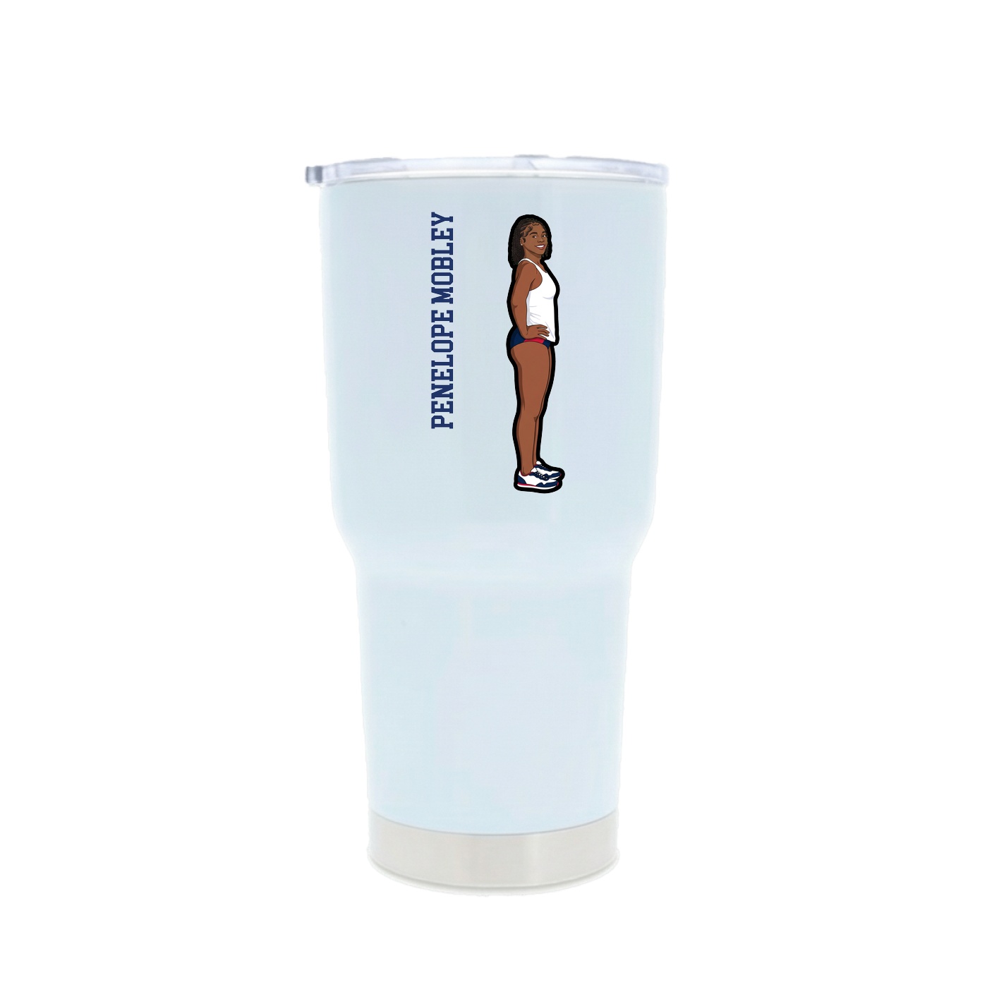 30oz Stainless Steel Tumbler — Name Vertical in White