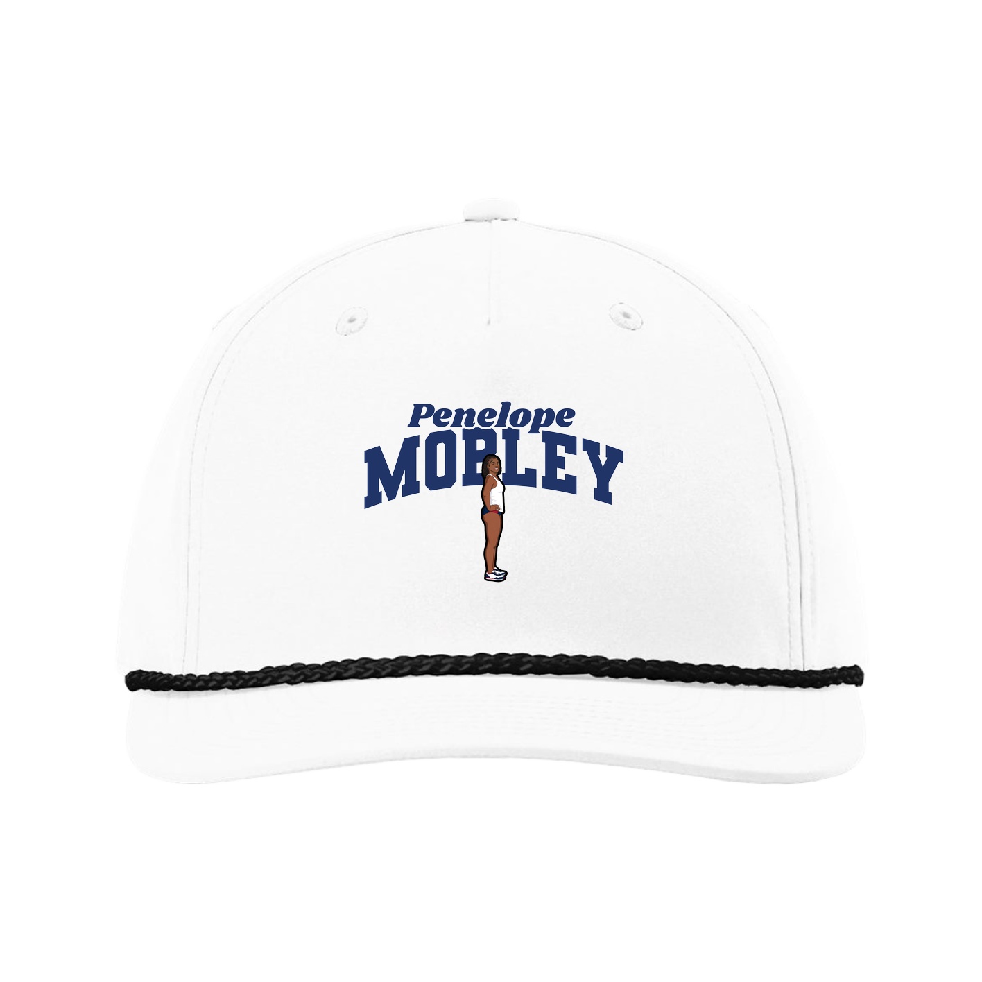 Five-Panel Classic Rope Cap — Signature Arch in White