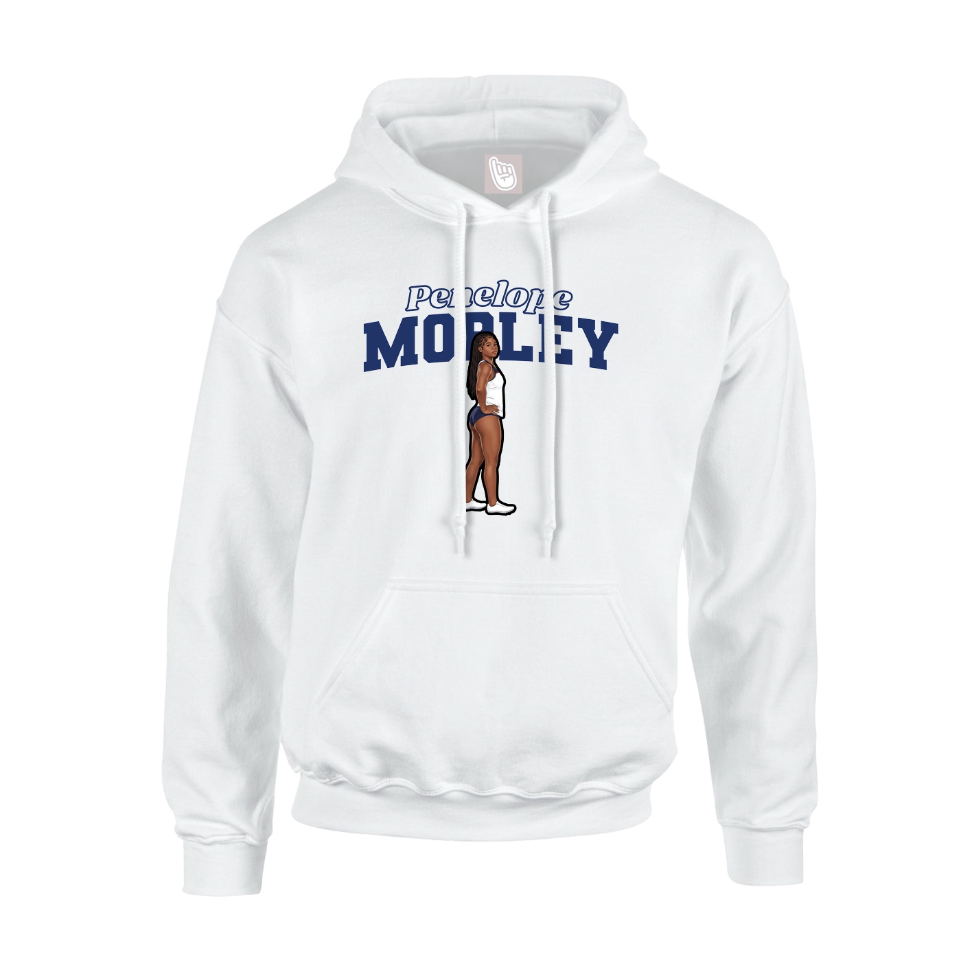 Youth Hoodie — Name Arch in White