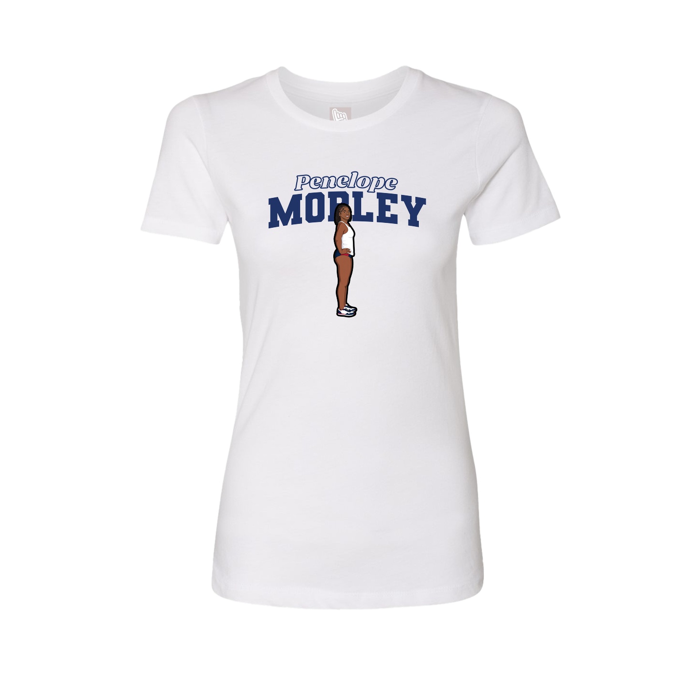 Fitted Women's Tee — Name Arch in White