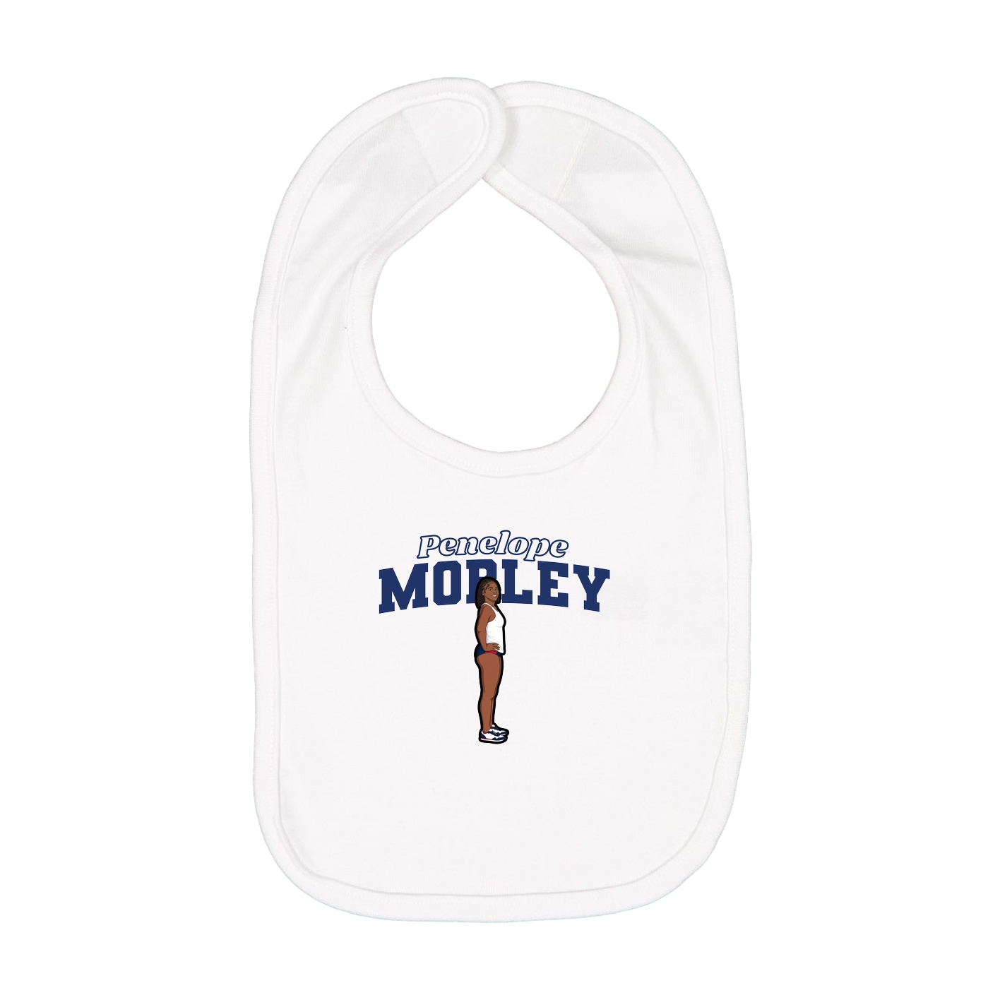 Infant Bib — Name Arch in White