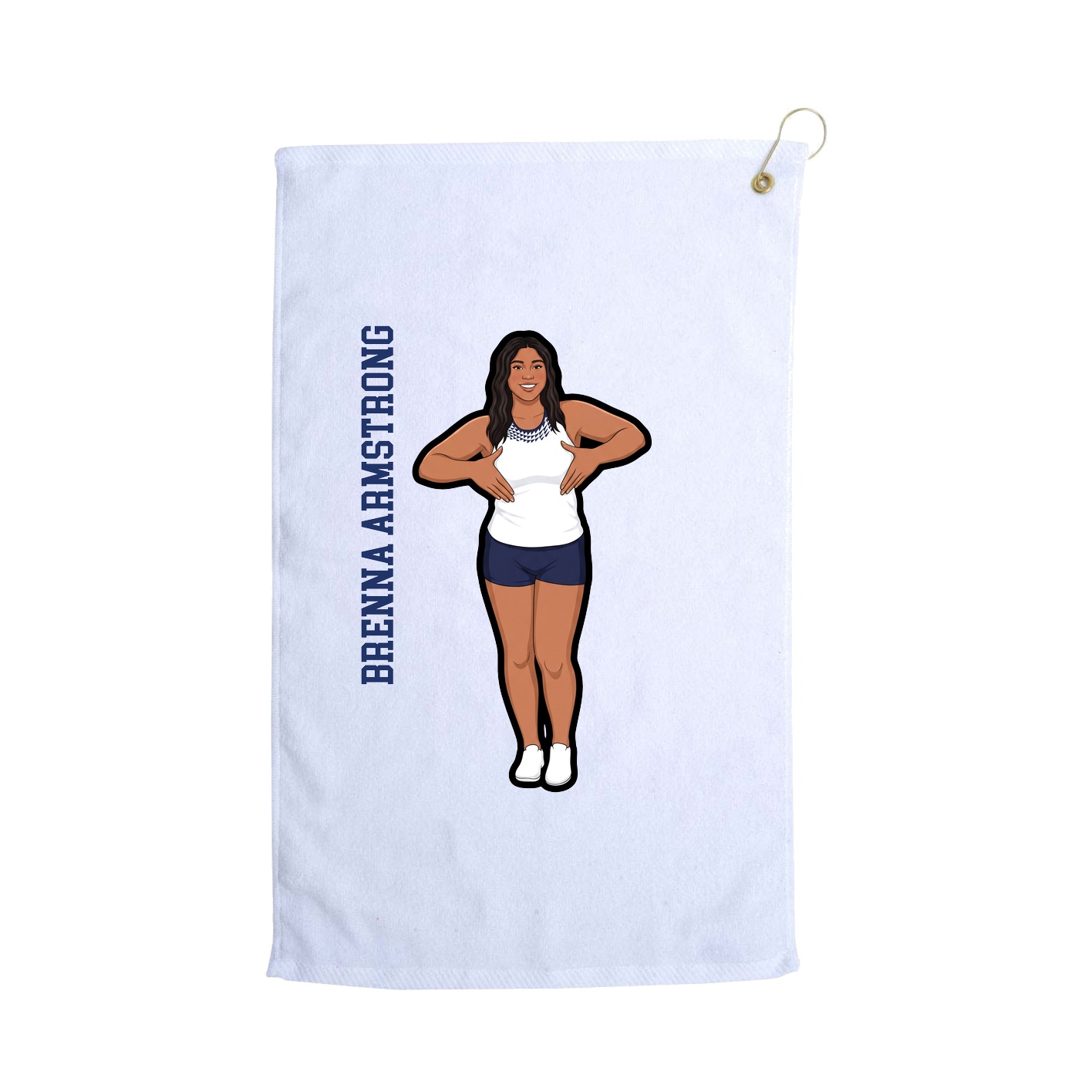 Golf Towel — Name Vertical in White