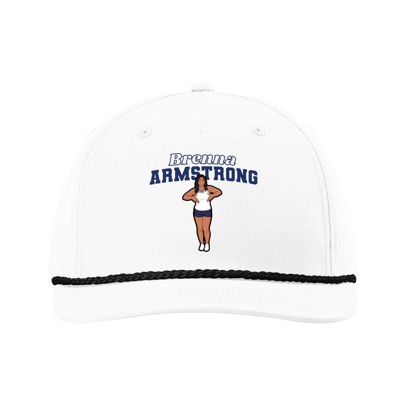Five-Panel Classic Rope Cap — Name Arch in White