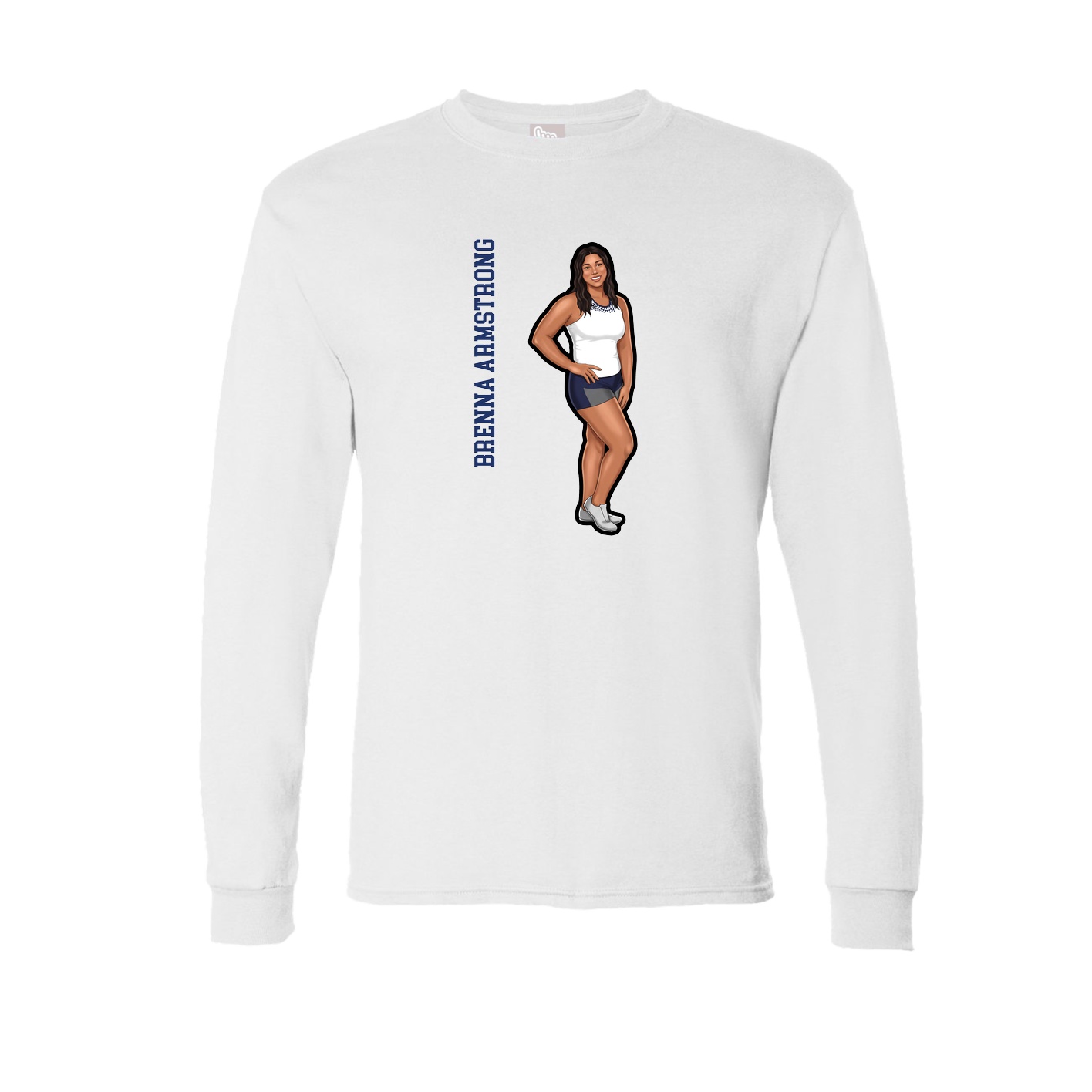Long Sleeve Tee — Name Vertical in White