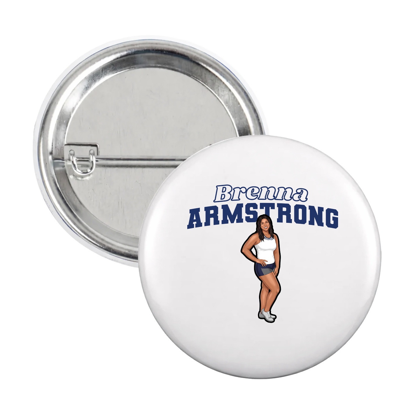 Game Day Button — Name Arch in White