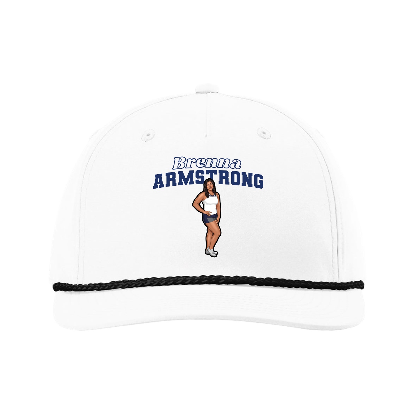 Five-Panel Classic Rope Cap — Name Arch in White