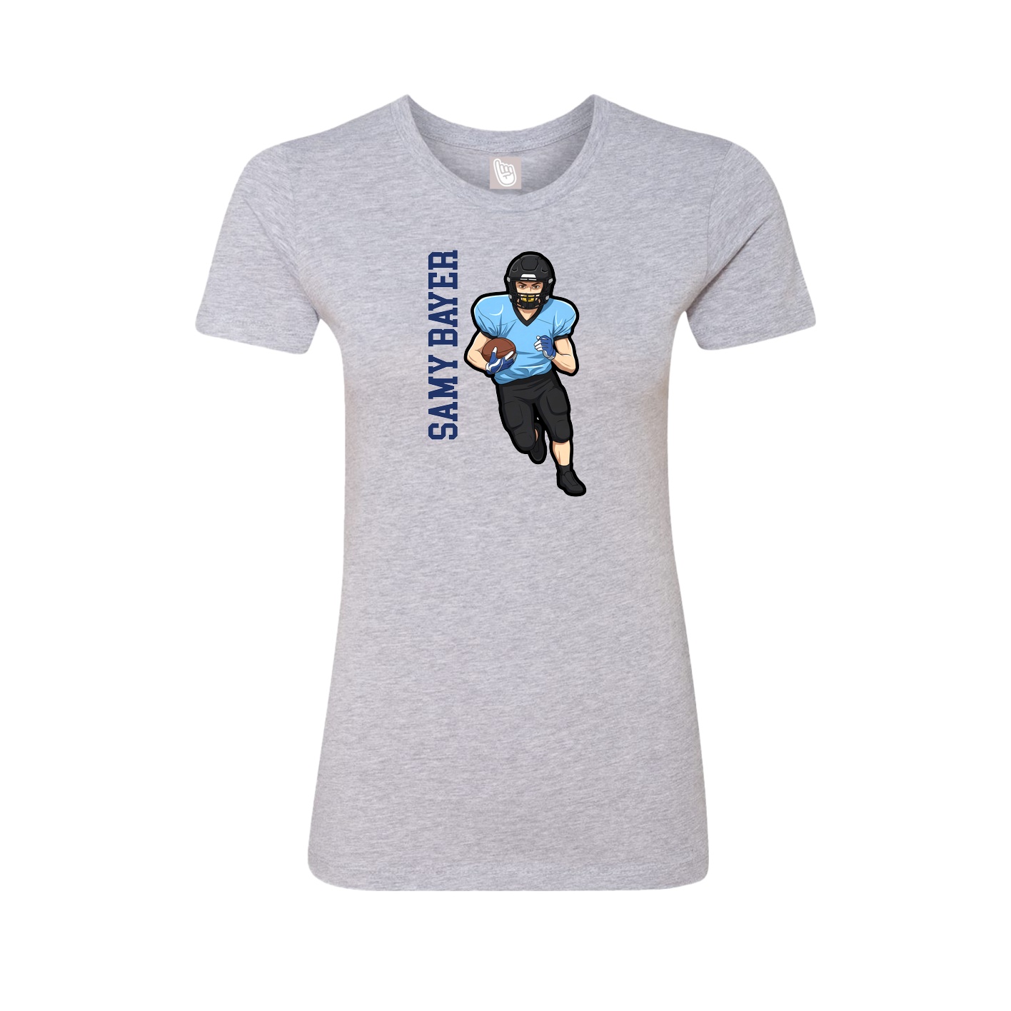 Fitted Women's Tee — Name Vertical in Grey