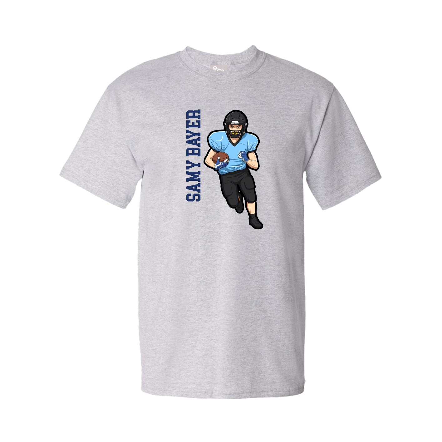 Youth Tee — Name Vertical in Grey