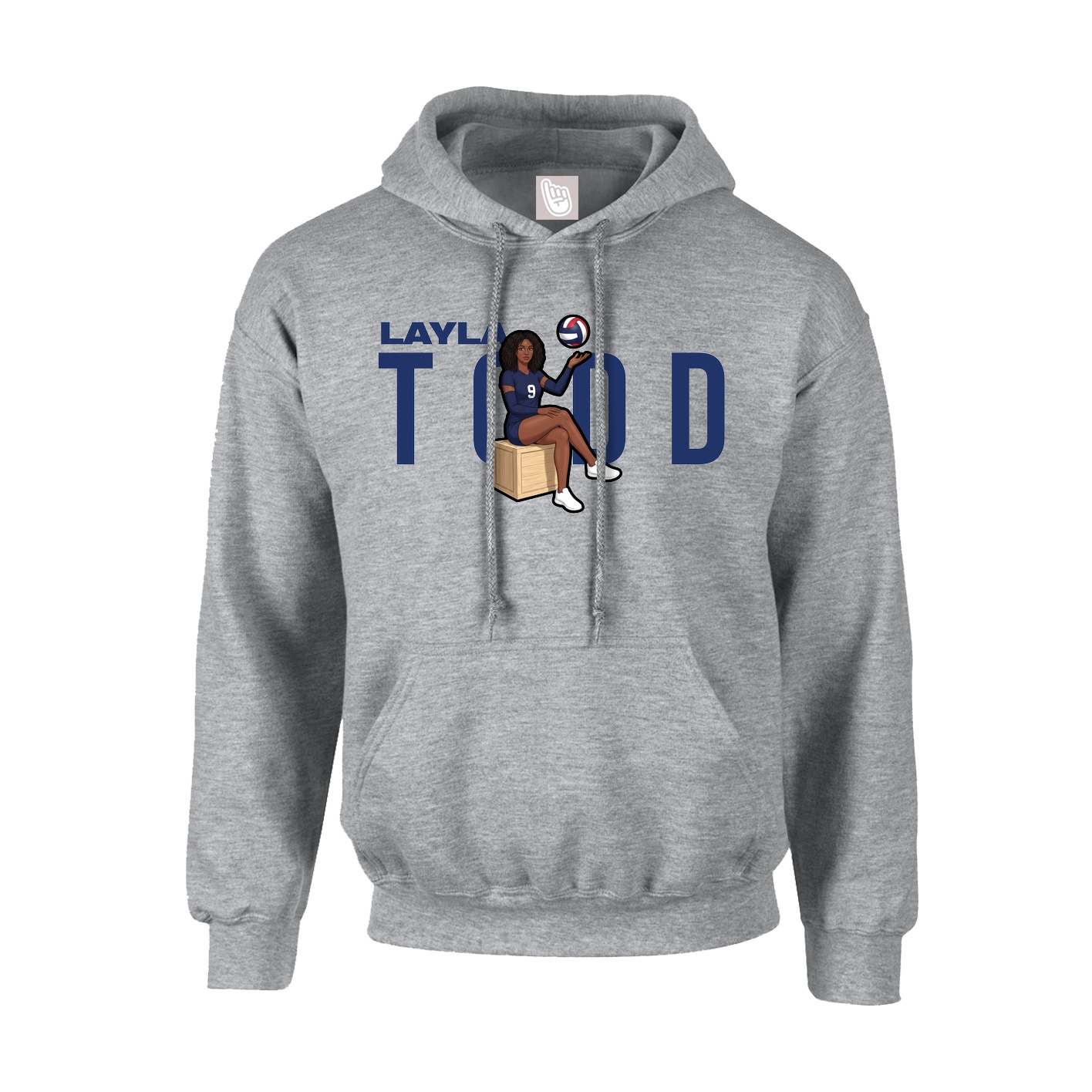 Youth Hoodie — Player Name in Grey