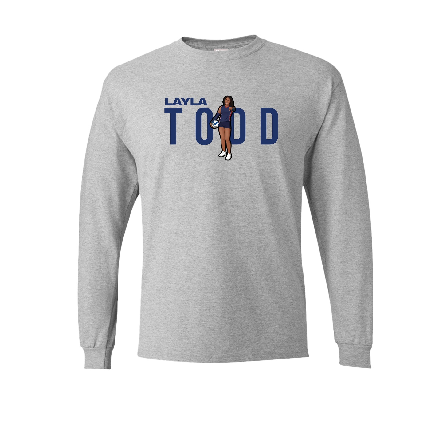 Long Sleeve Tee — Player Name in Grey