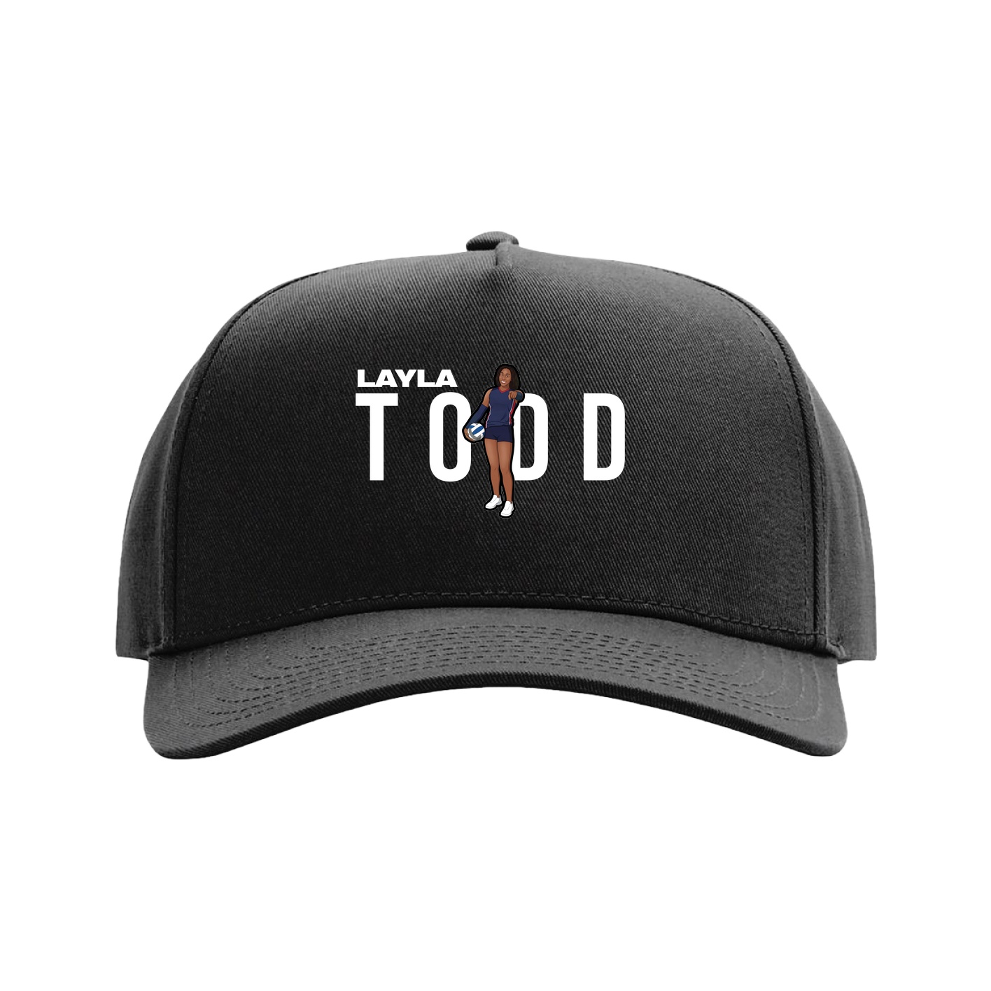 Full Fabric Five-Panel Champ Cap — Player Name in Black