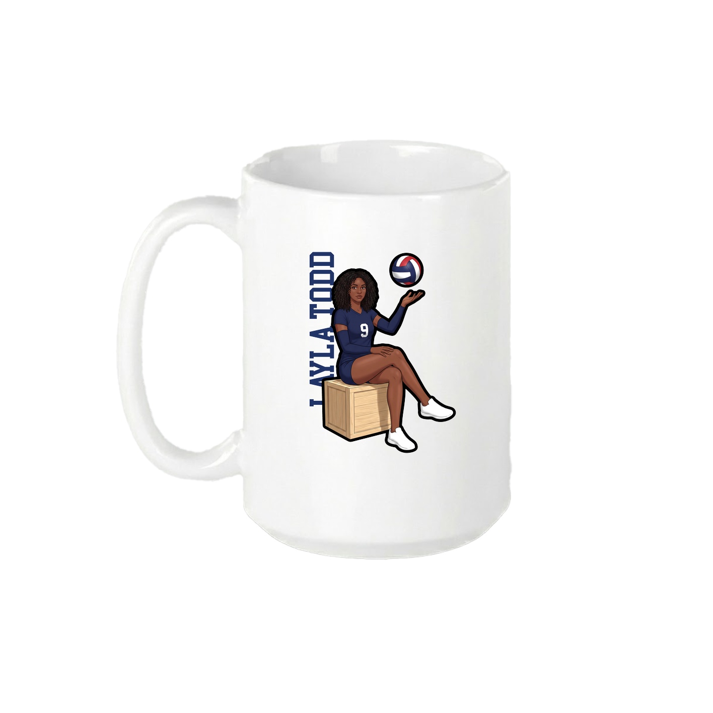 15oz Coffee Mug — Name Vertical in White