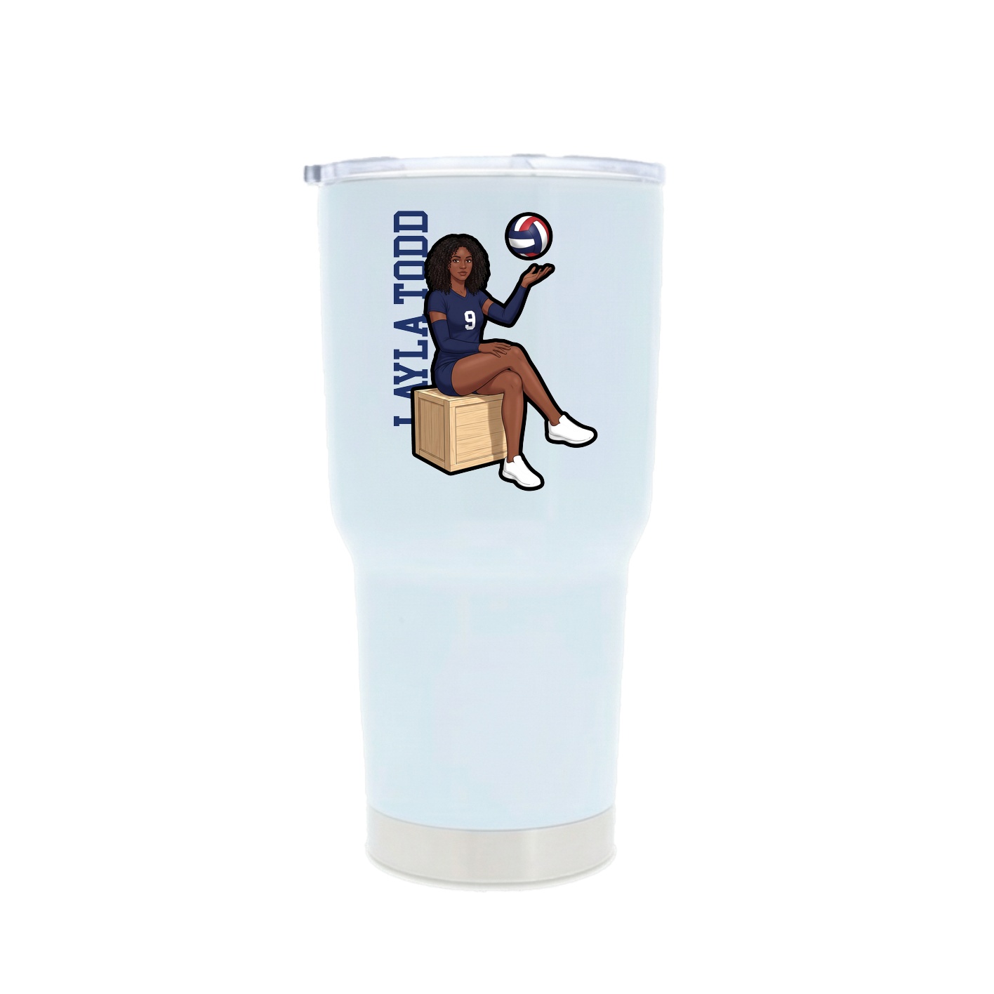 30oz Stainless Steel Tumbler — Name Vertical in White