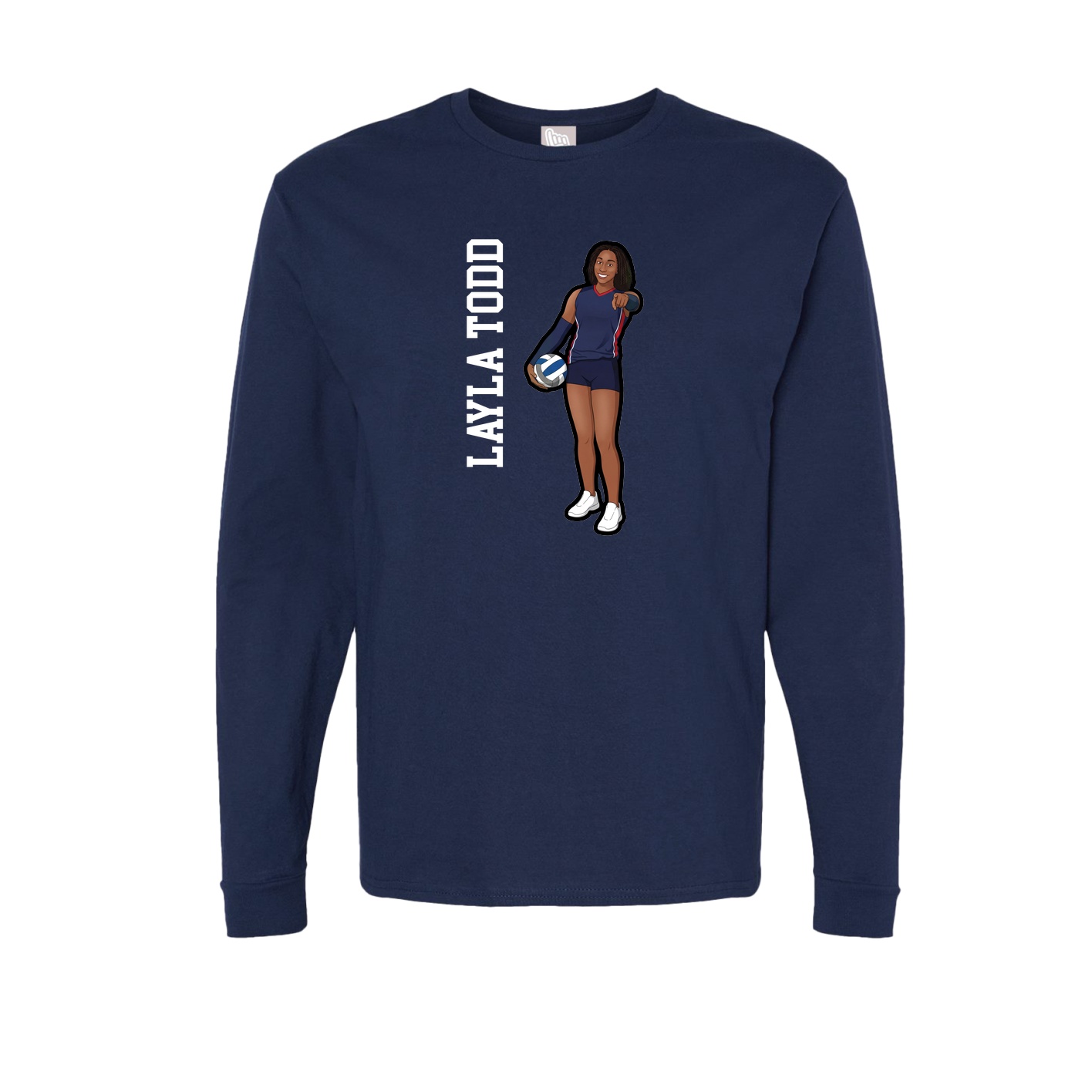 Long Sleeve Tee — Name Vertical in Navy