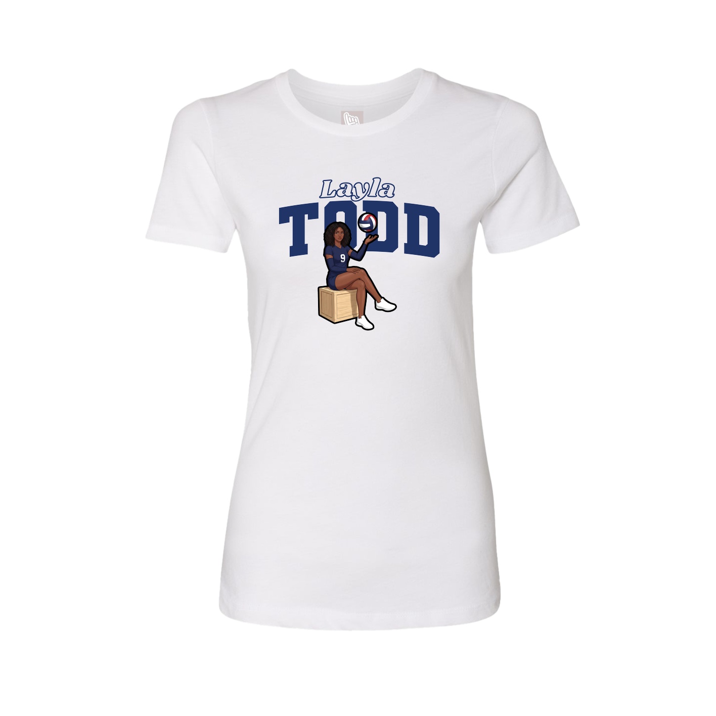 Fitted Women's Tee — Name Arch in White