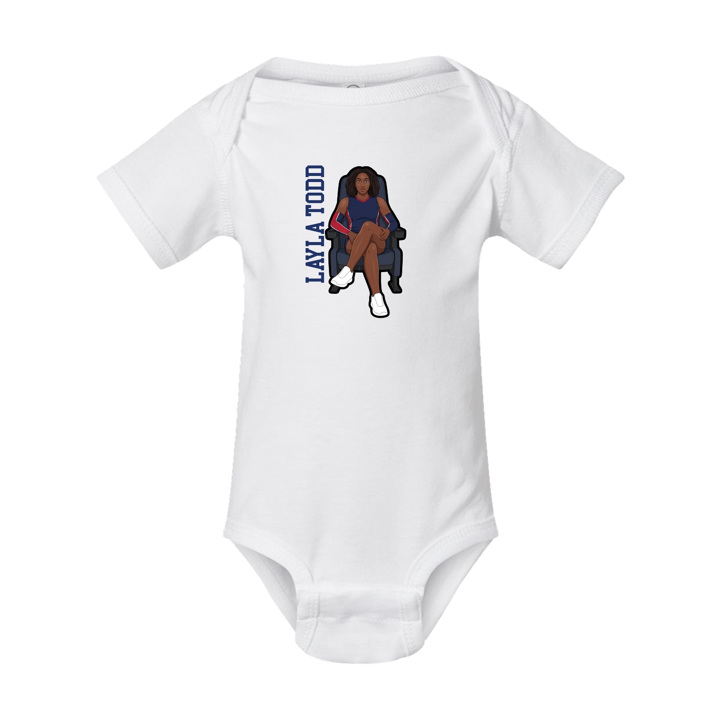 Baby Onesie — Name Vertical in White