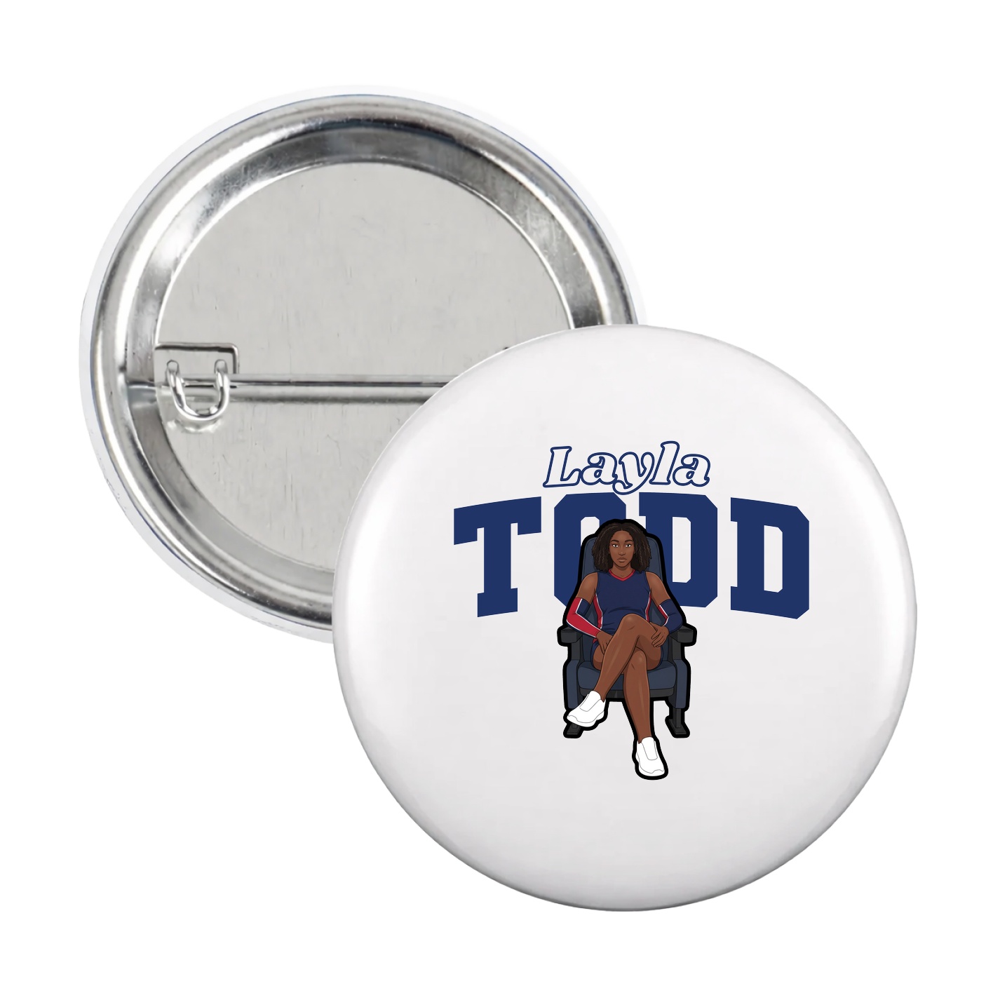 Game Day Button — Name Arch in White