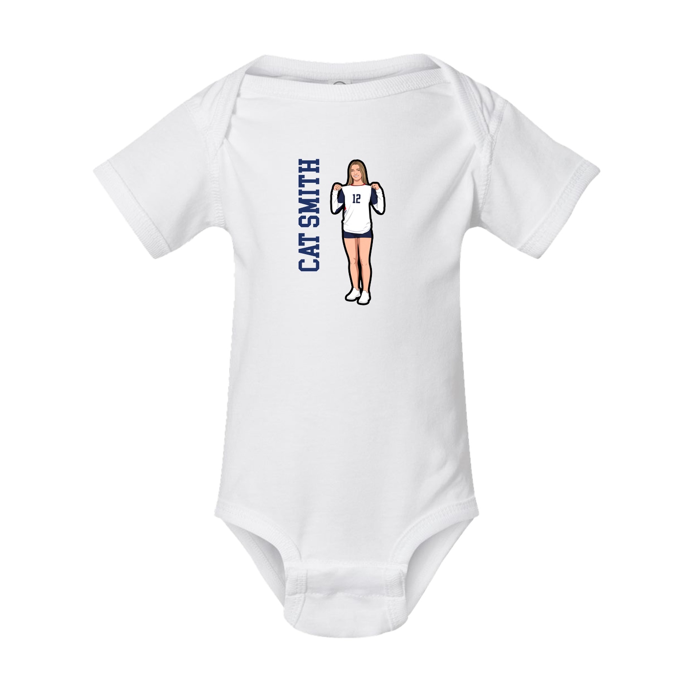 Baby Onesie — Name Vertical in White
