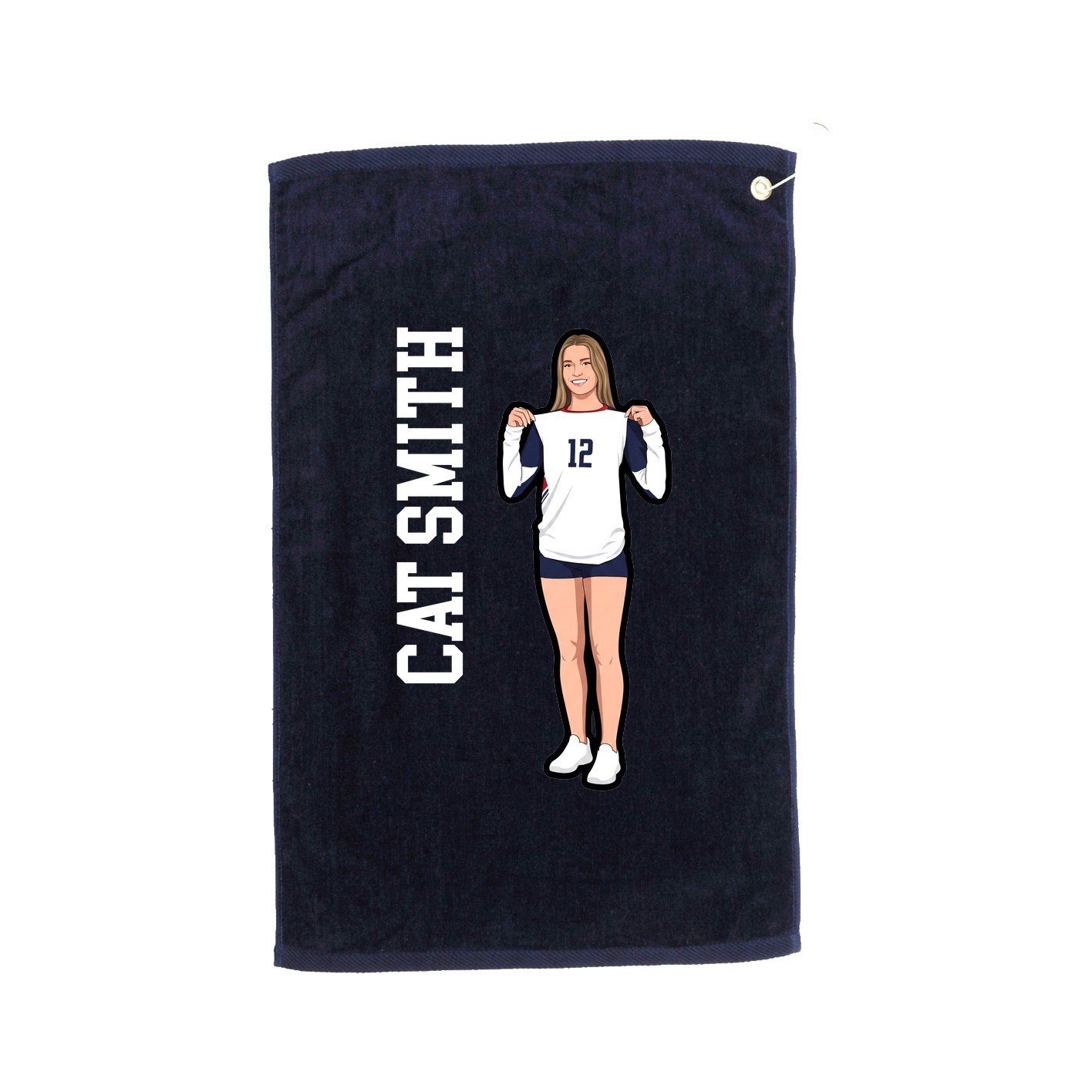 Golf Towel — Name Vertical in Navy