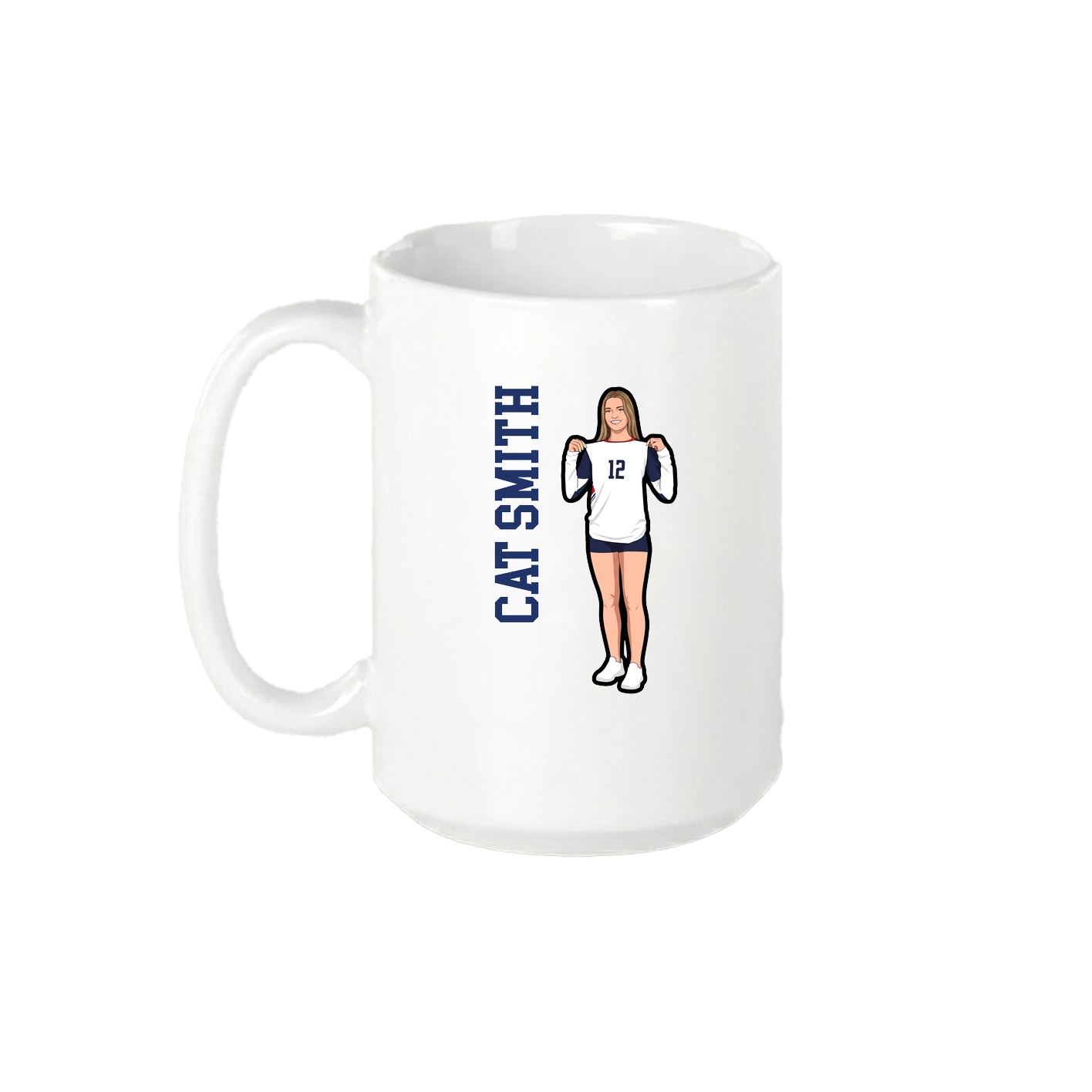 15oz Coffee Mug — Name Vertical in White