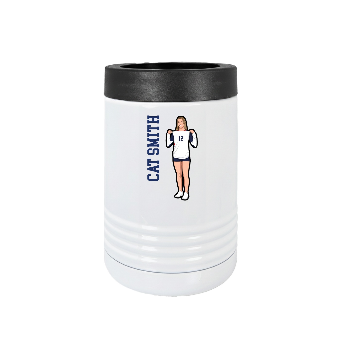 Beverage Holder — Name Vertical in White