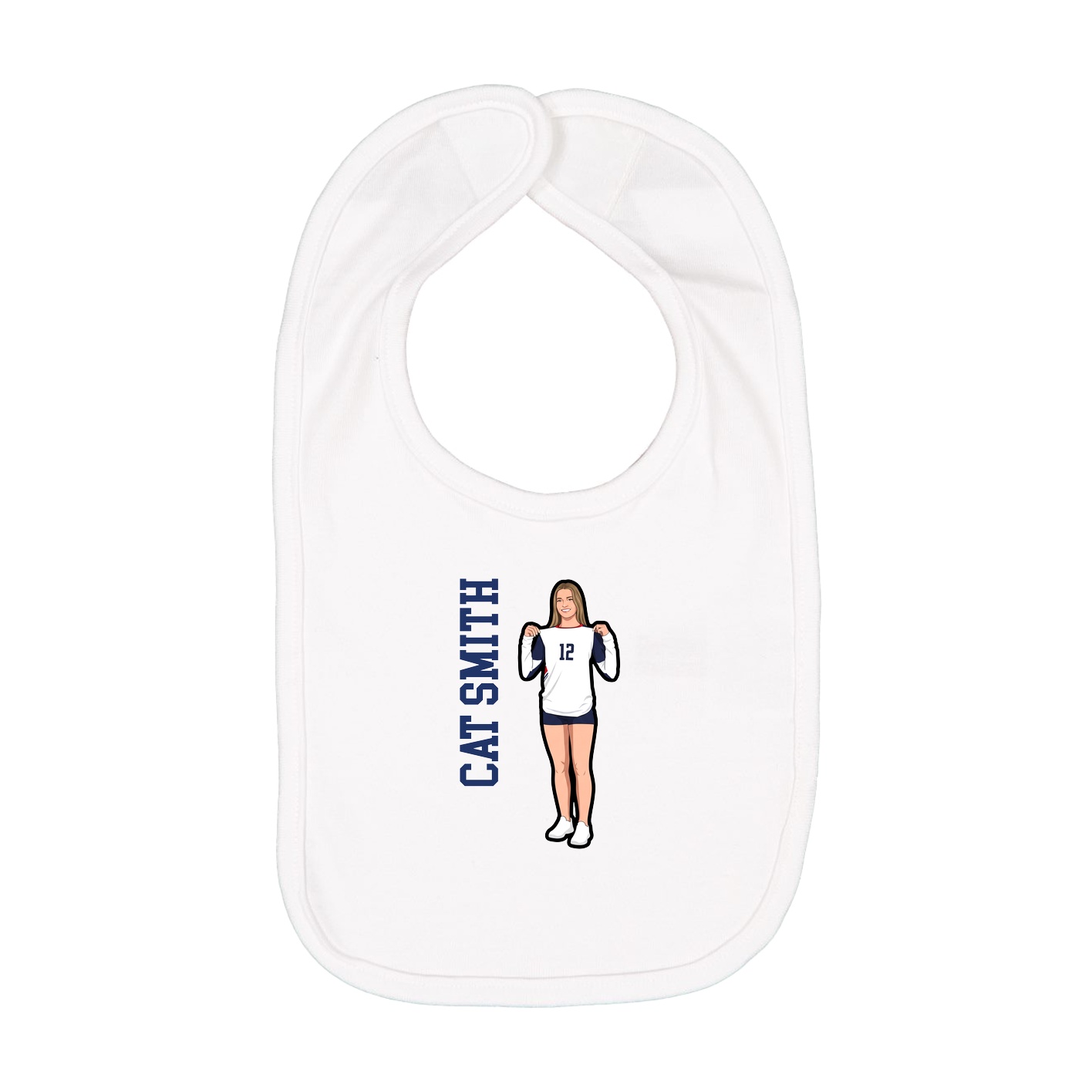 Infant Bib — Name Vertical in White