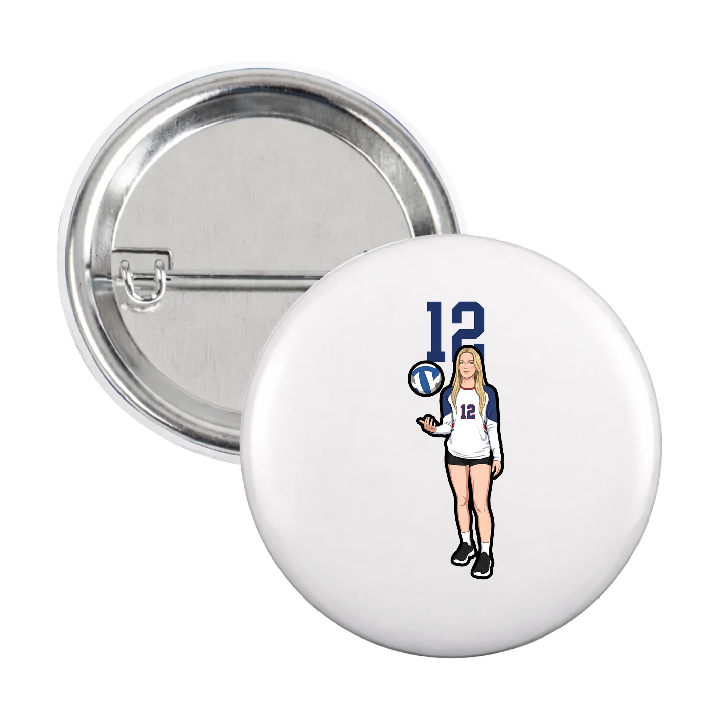 Game Day Button — Number Top in White