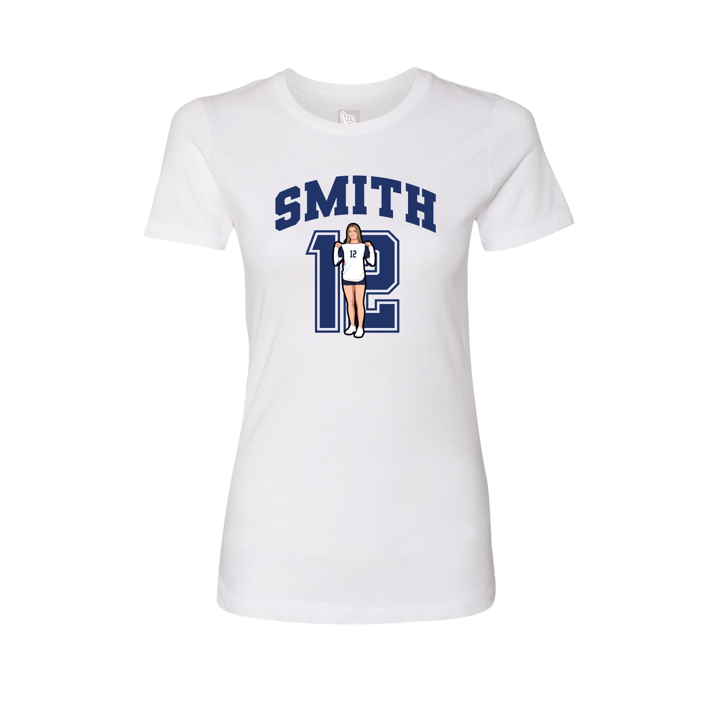 Fitted Women's Tee — Number in White