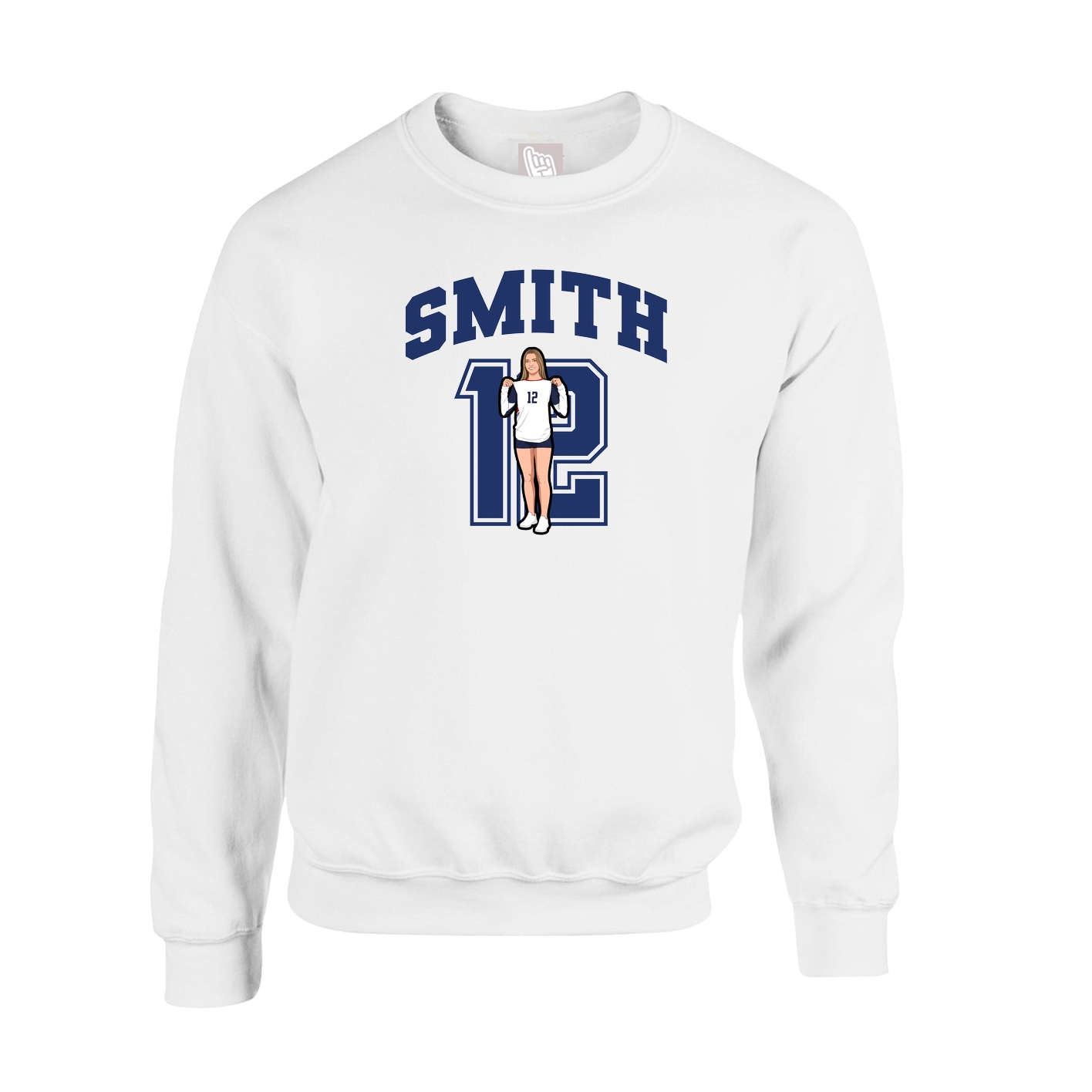 Fleece Crew — Number in White