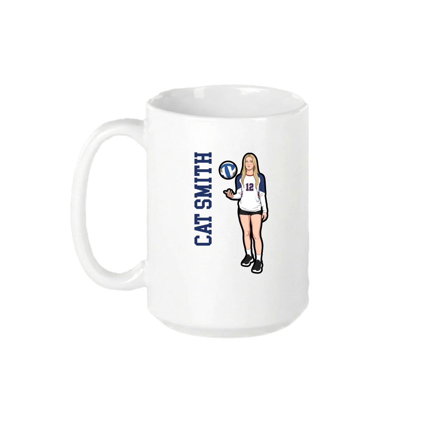 15oz Coffee Mug — Name Vertical in White