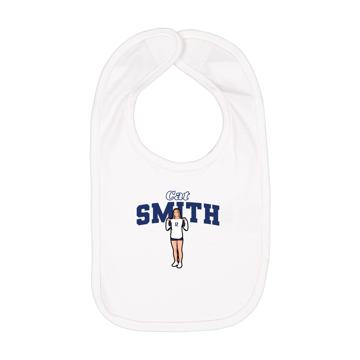 Infant Bib — Name Arch in White