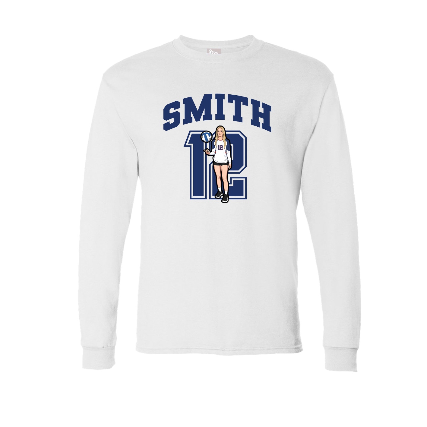 Long Sleeve Tee — Number in White