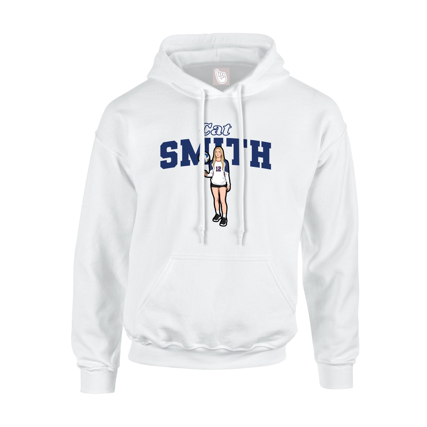 Youth Hoodie — Name Arch in White