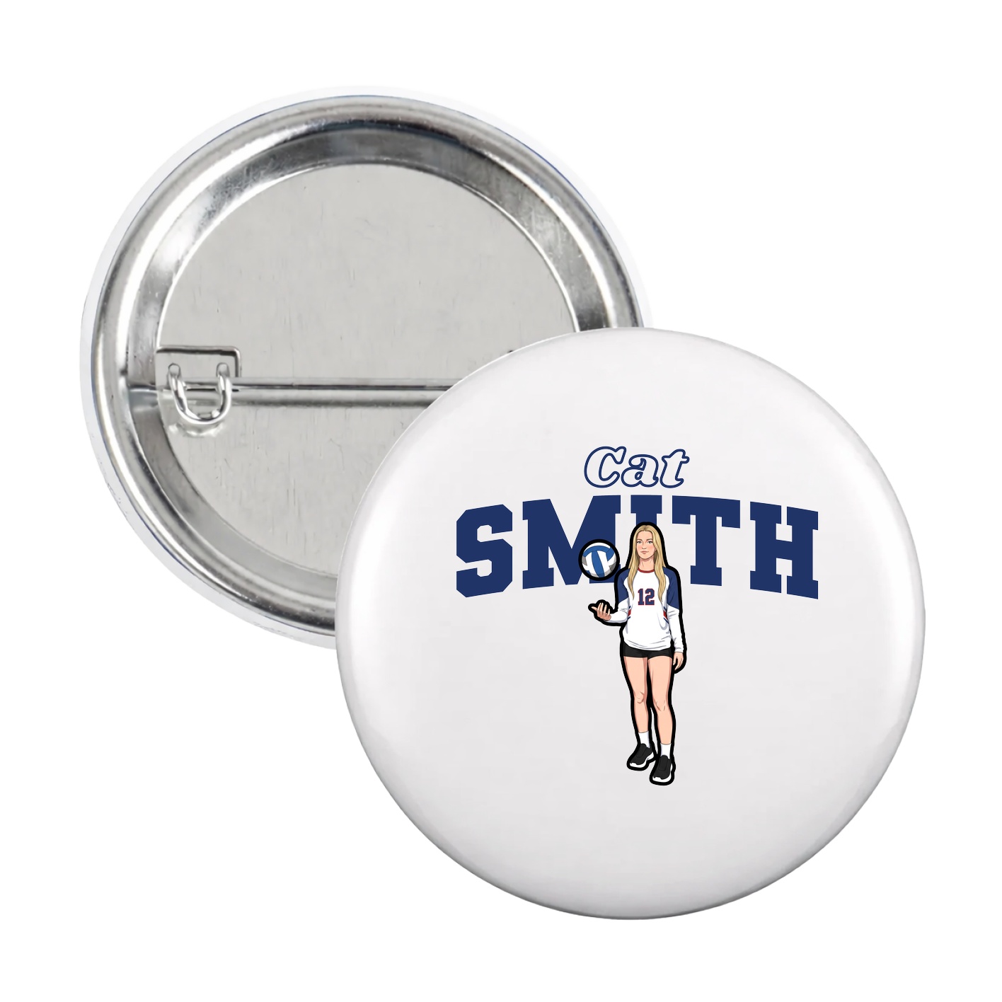 Game Day Button — Name Arch in White