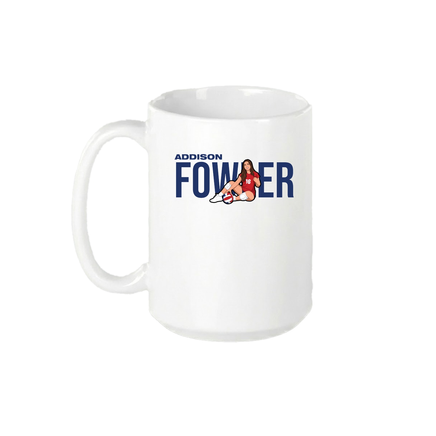 15oz Coffee Mug — Player Name in White
