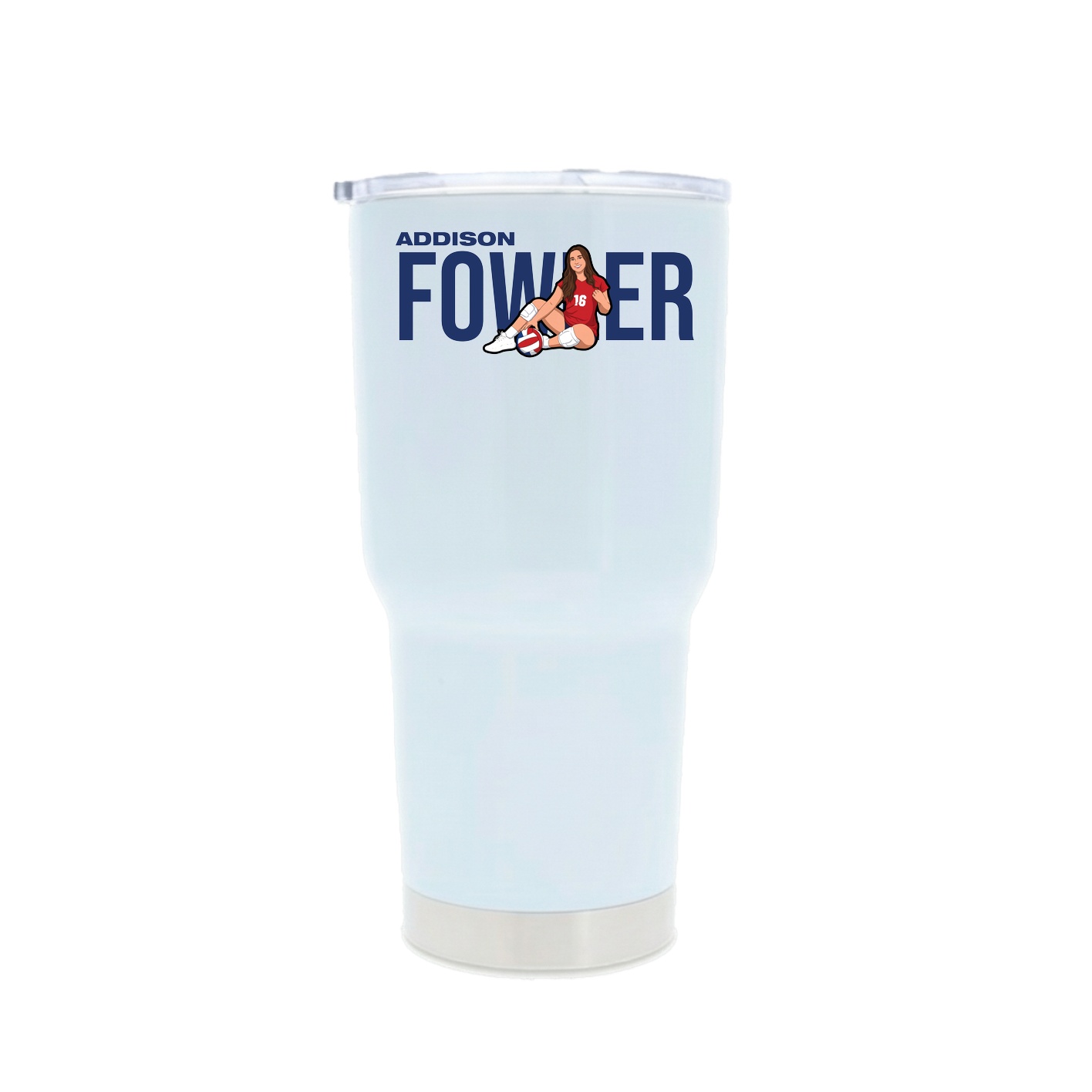 30oz Stainless Steel Tumbler — Player Name in White