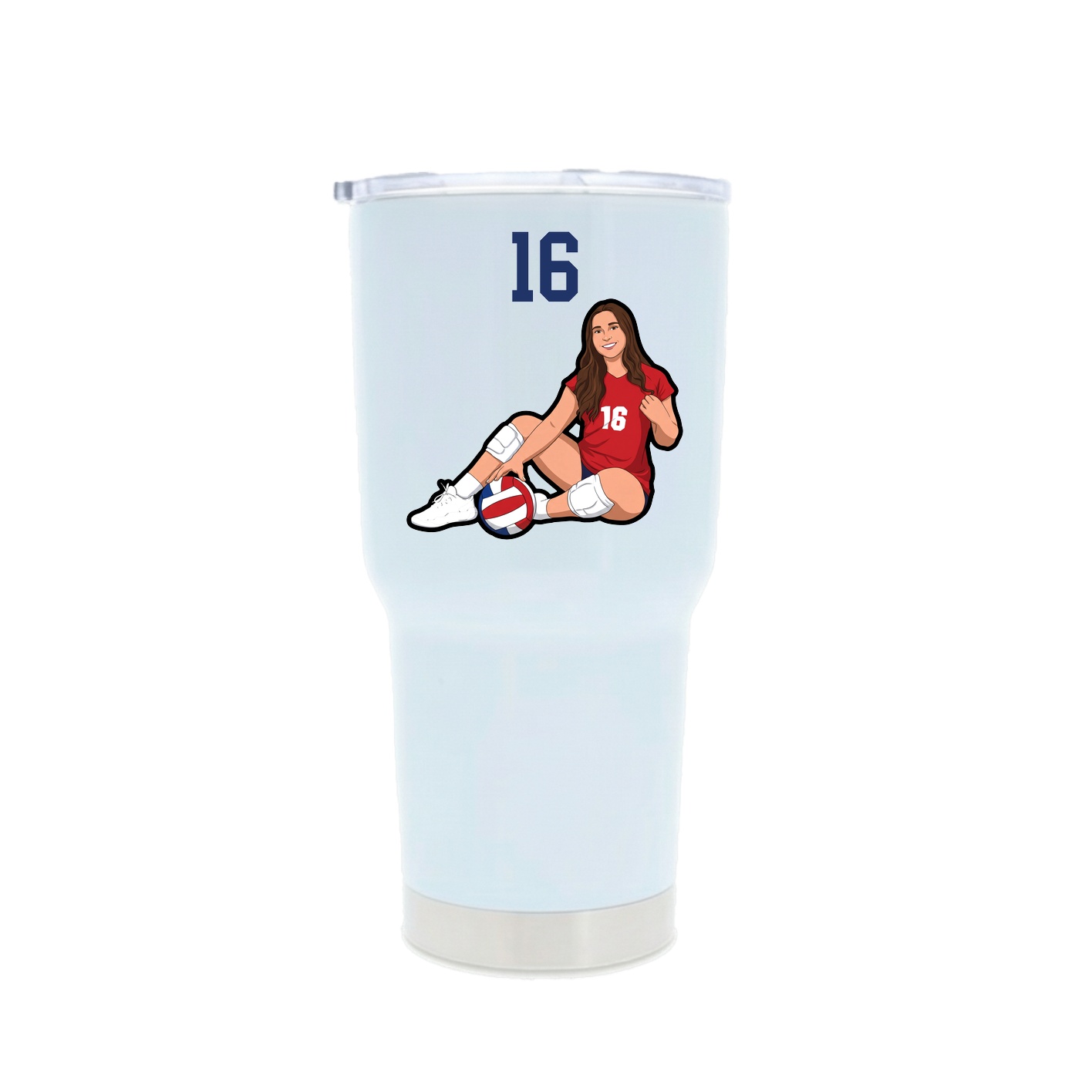30oz Stainless Steel Tumbler — Number Top in White