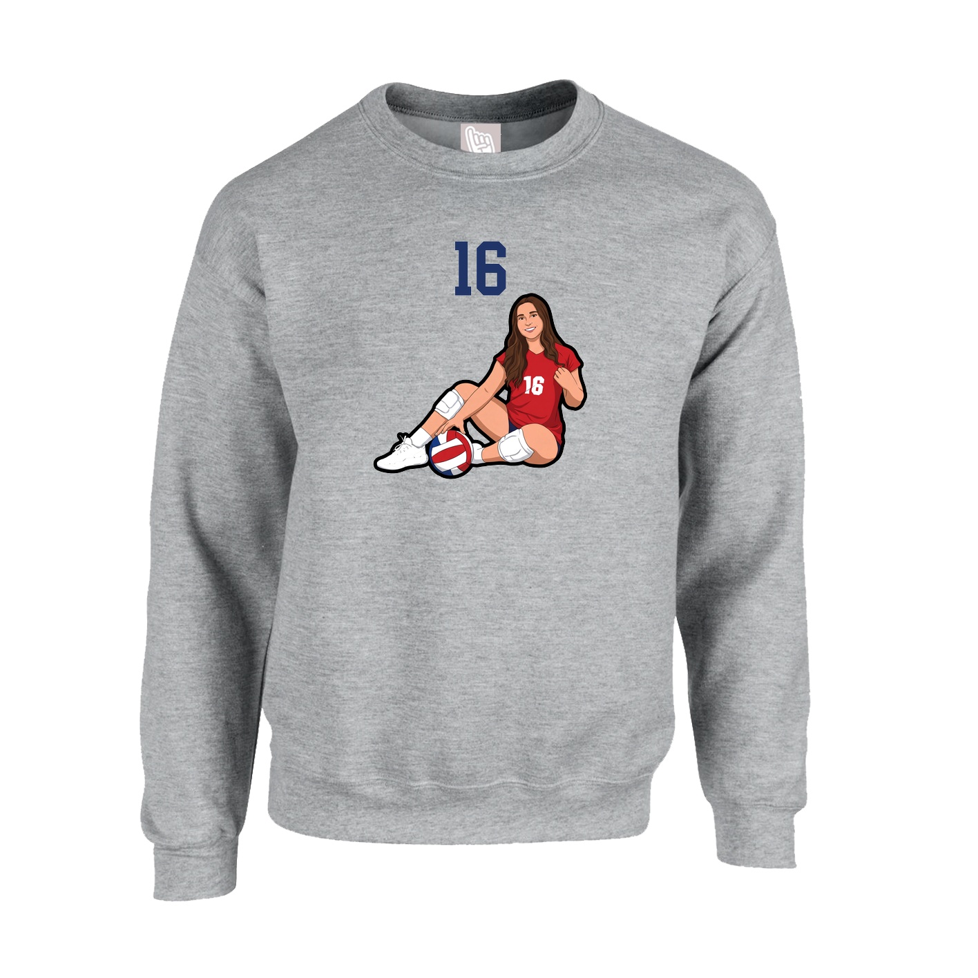 Fleece Crew — Number Top in Grey