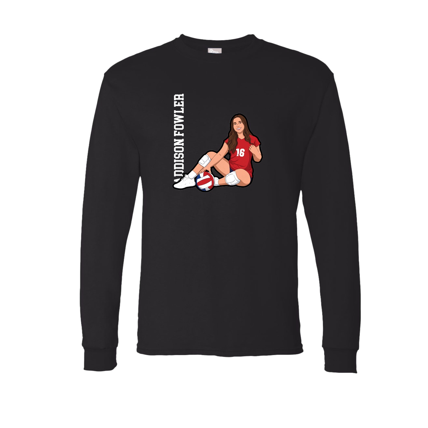 Long Sleeve Tee — Name Vertical in Black