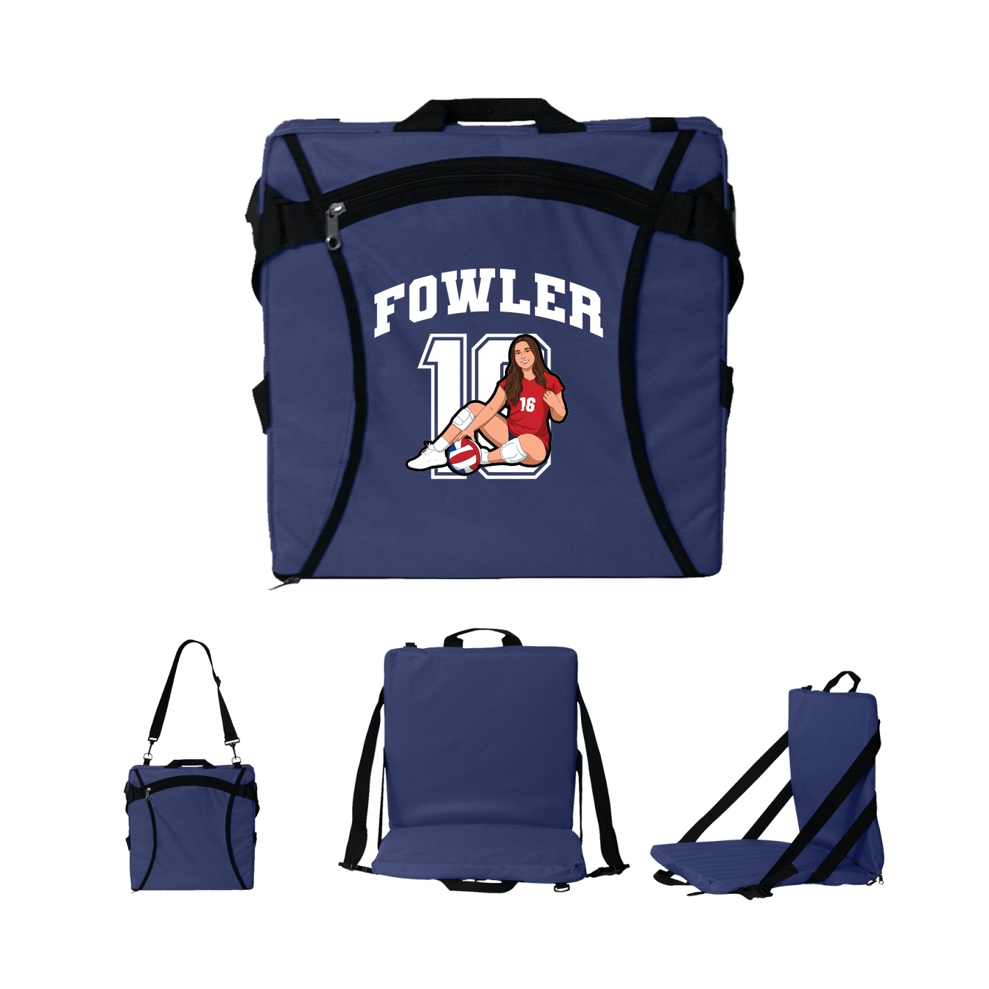 Folding Stadium Seat — Number in Navy